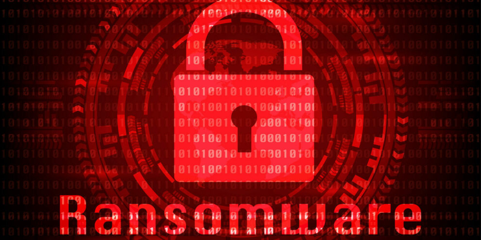 Abstract Malware Ransomware virus encrypted files with key on bi
