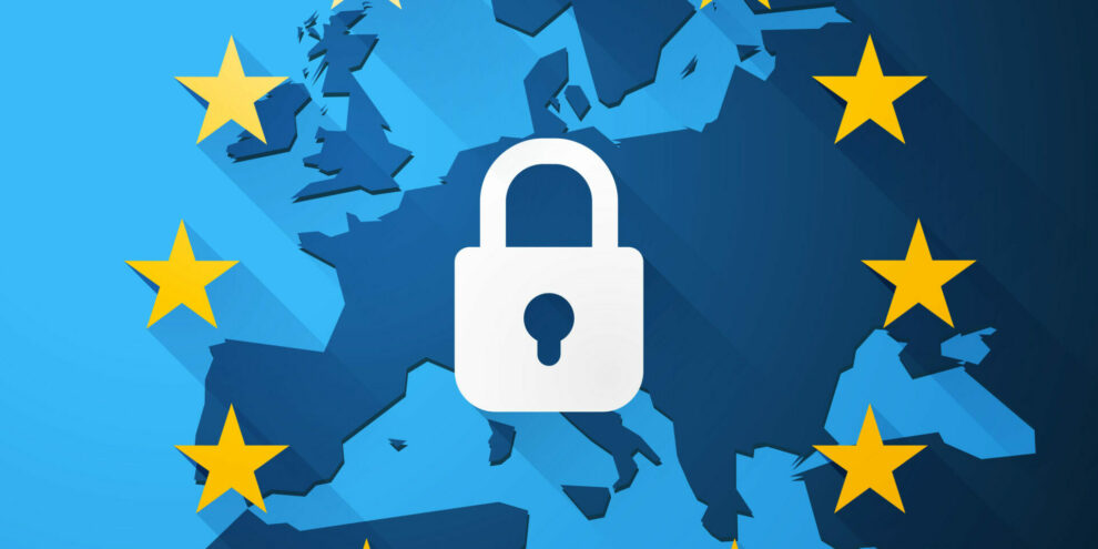 GDPR, General Data Protection Regulation, euro map, vector