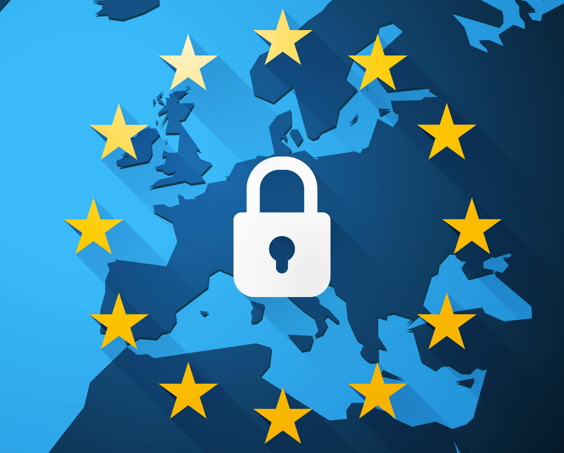 GDPR, General Data Protection Regulation, euro map, vector